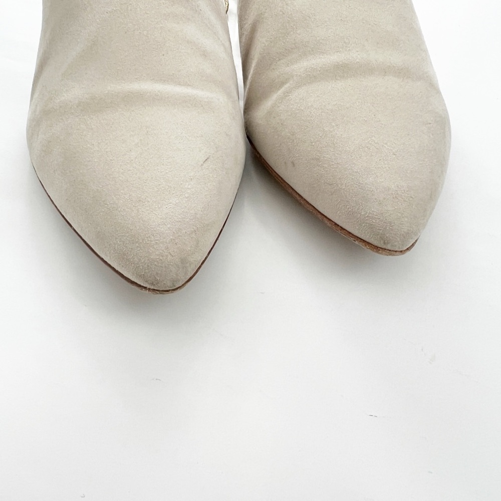 Chanel 2015 Interlocking CC Logo Ankle Tie Suede Mule Beige Colorway 9.5 - Picture 7 of 8
